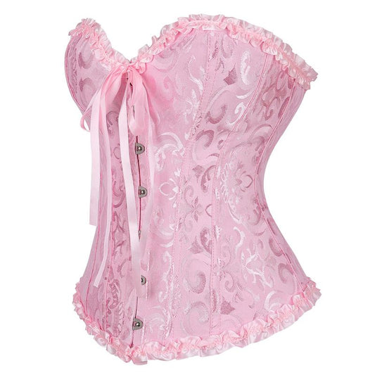 Overbust Corset Top Floral Renaissance Womens Lace Up Boned Overbust Corset Bustier.