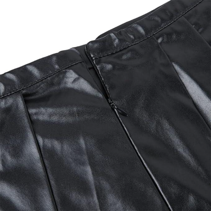 Women's Steampunk Corset Dress Punk Rock Faux Leather Corset with Skirt Retro Goth Waist Cincher