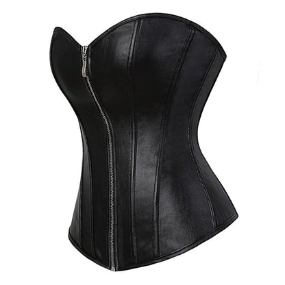 Bonded Leather Bustier Corset Top for Women Faux Leather Bustier Corset Top Steampunk Waist Cincher.