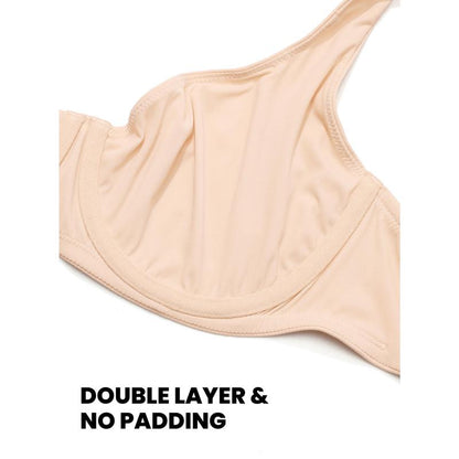 Women's Unlined Balconette Bra Underwire Supportive Plus Size Smooth Scoop Neck no padded