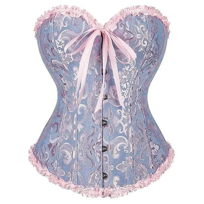 Overbust Corset Top Floral Renaissance Womens Lace Up Boned Overbust Corset Bustier.