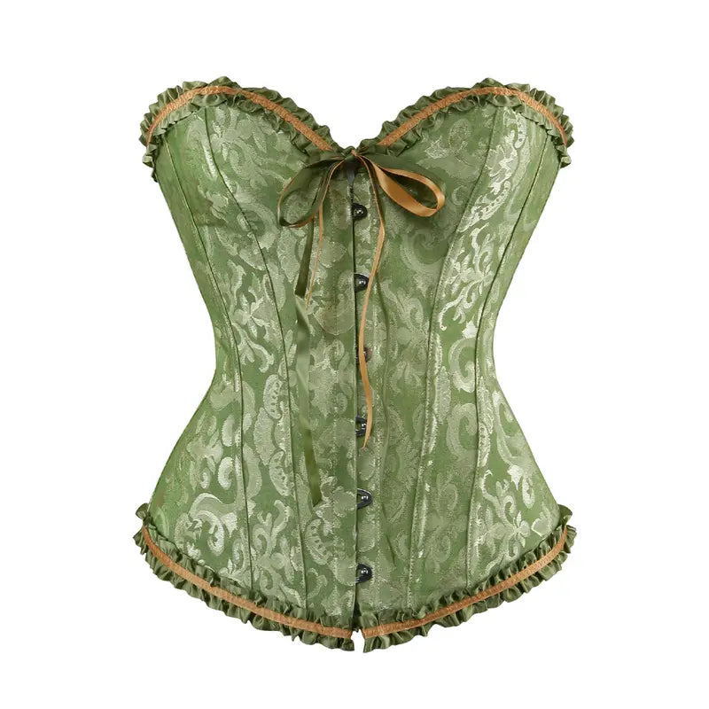 Overbust Corset Top Floral Renaissance Womens Lace Up Boned Overbust Corset Bustier.
