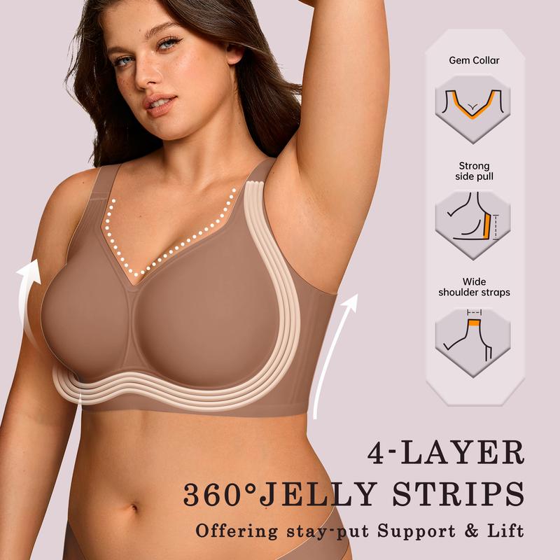 Women Wirefree Bras for Women Full Coverage No Underwire Everyday Bras Comfortable Wireless Padded Jelly Bras