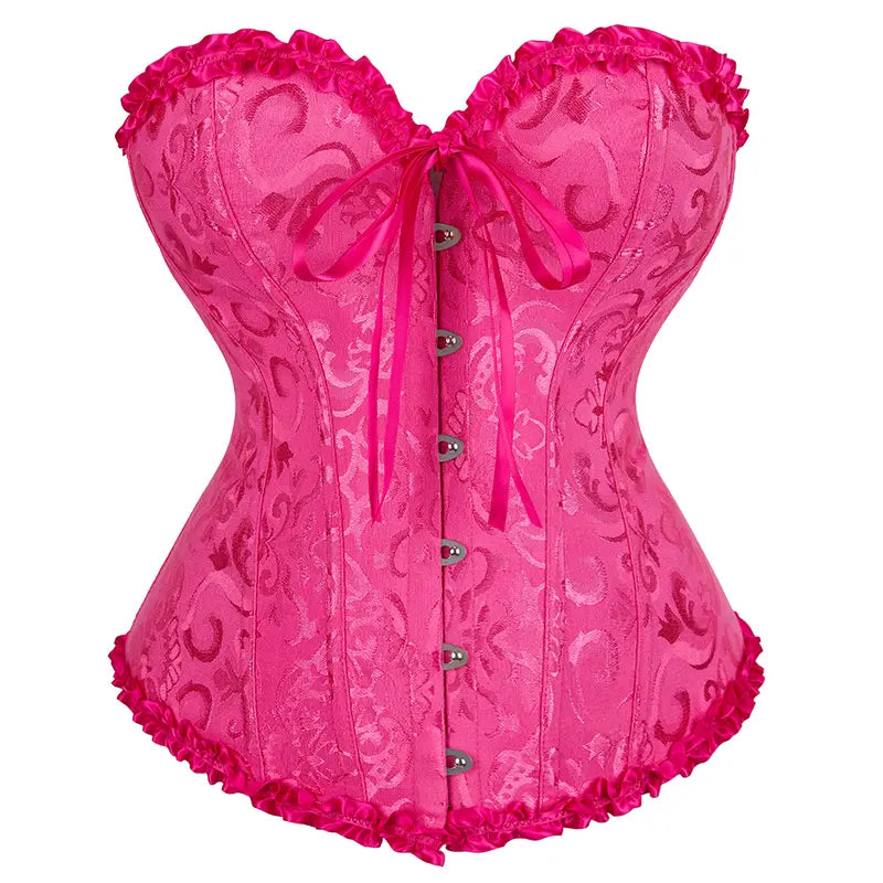 Overbust Corset Top Floral Renaissance Womens Lace Up Boned Overbust Corset Bustier.
