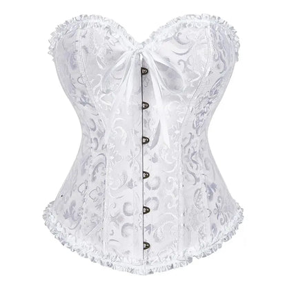 Overbust Corset Top Floral Renaissance Womens Lace Up Boned Overbust Corset Bustier.