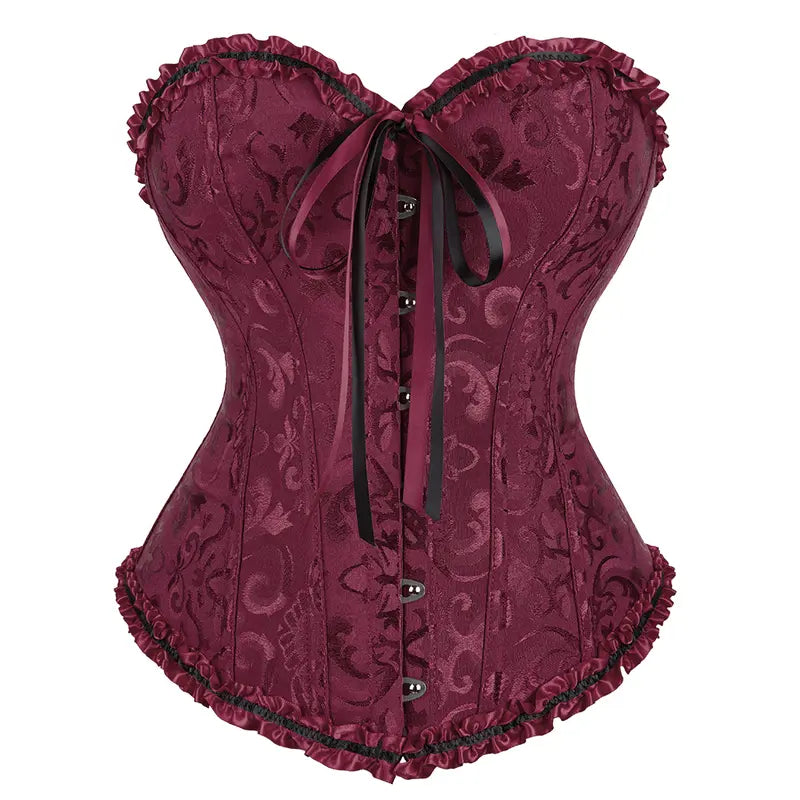 Overbust Corset Top Floral Renaissance Womens Lace Up Boned Overbust Corset Bustier.