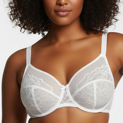 Floral Lace Plus Size Underwire Unlined Unpadded Minimizer Full Coverage Bra