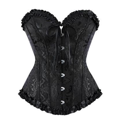 Overbust Corset Top Floral Renaissance Womens Lace Up Boned Overbust Corset Bustier.