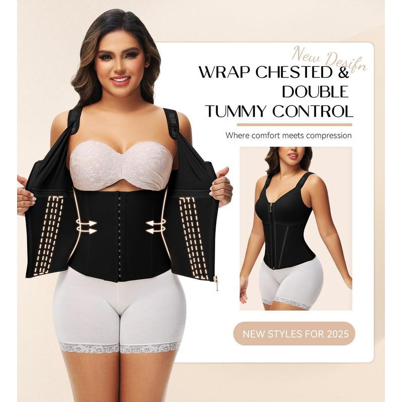 Waist Shapewear for Women with Bra Tummy Control Girdle Workout Shapewear with Adjustable