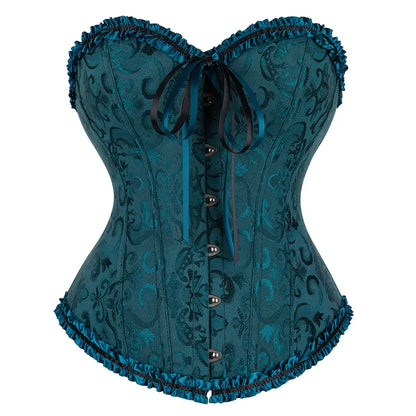 Overbust Corset Top Floral Renaissance Womens Lace Up Boned Overbust Corset Bustier.