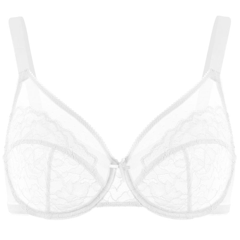 Floral Lace Plus Size Underwire Unlined Unpadded Minimizer Full Coverage Bra