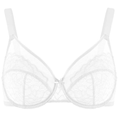 Floral Lace Plus Size Underwire Unlined Unpadded Minimizer Full Coverage Bra