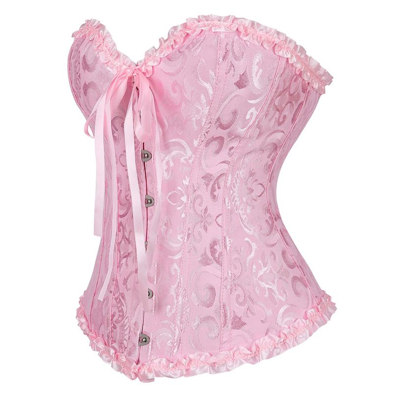 Overbust Corset Top Floral Renaissance Womens Lace Up Boned Overbust Corset Bustier.