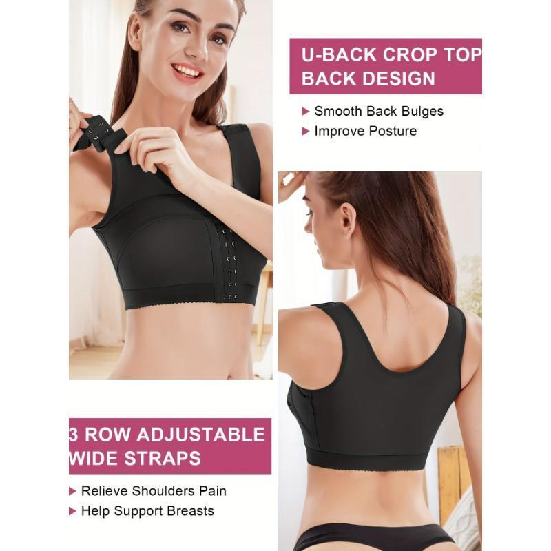 Women's Post Surgery Bra Front Closure Compression Tank Top, Hook Front Yoga Sports Bra